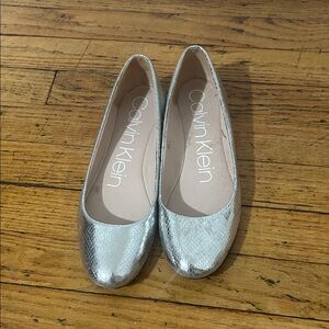 Calvin Klein Metallic Silver Flats